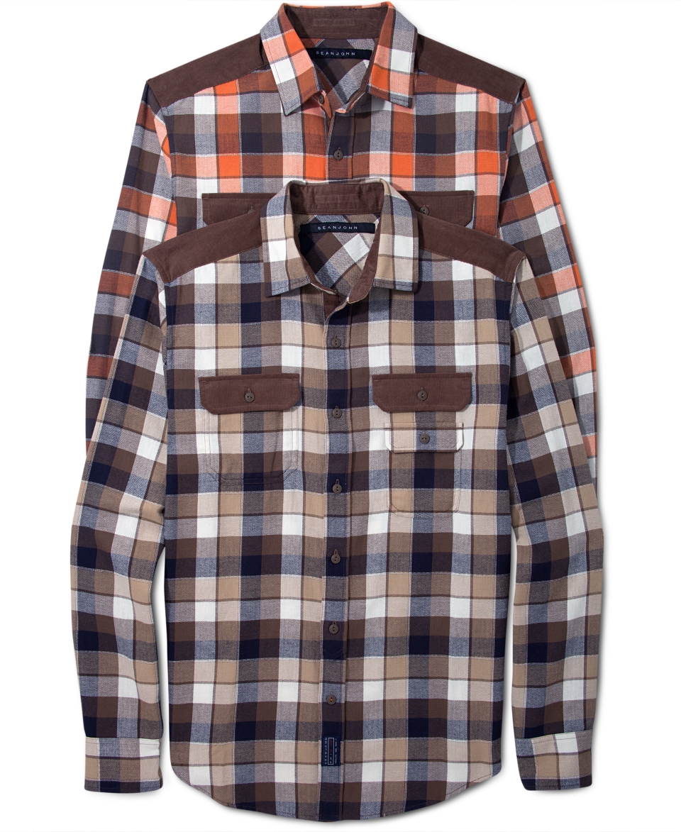 Sean John Shirt, Lumbercord Plaid Shirt   Mens Casual Shirts