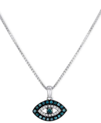 Sterling Silver Necklace, Blue Diamond 