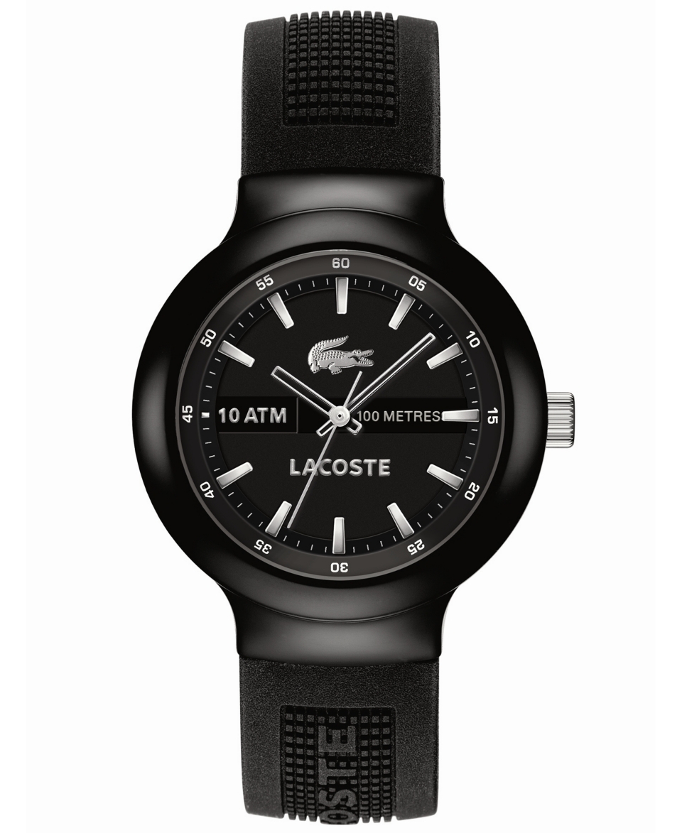Lacoste LVE Watch, Mens Borneo Black Silicone Strap 44mm 2010657