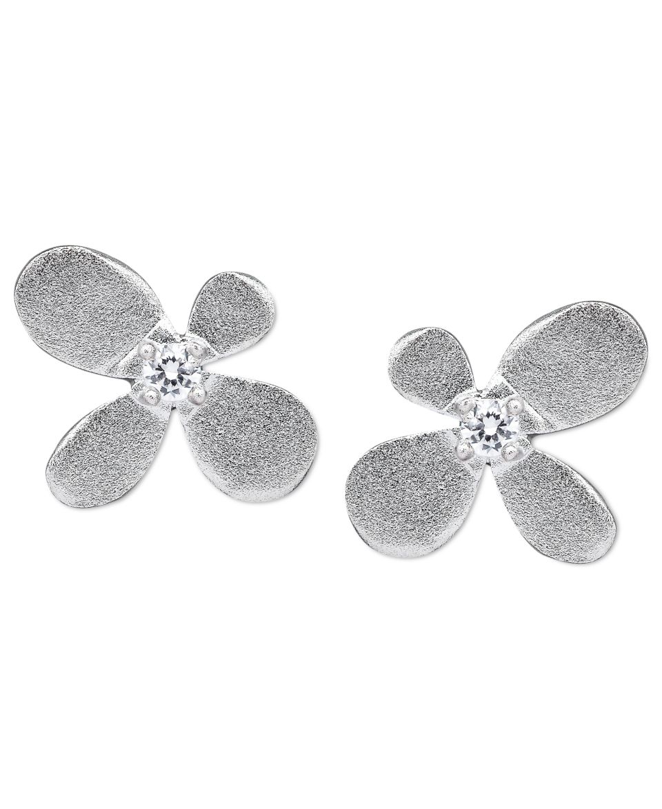 CRISLU Earrings, Platinum Over Sterling Silver Cubic Zirconia Blossom