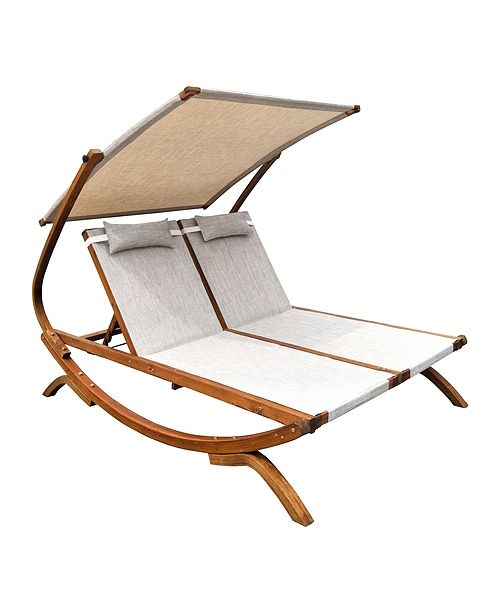Leisure Season Double Reclining Lounge Chair With Canopy Reviews Furniture Macy S