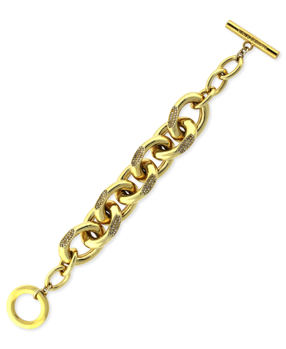 Vince Camuto Bracelet, Gold Tone Glass Crystal Chain Bracelet