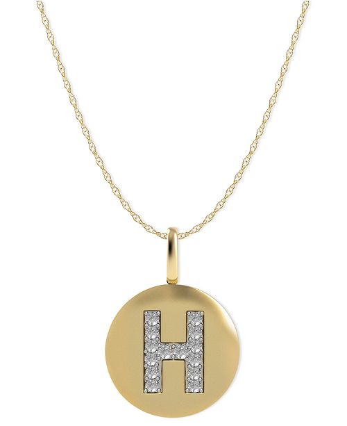 Macy S 14k Gold Necklace Diamond Accent Letter H Disk Pendant Reviews Necklaces Jewelry Watches Macy S