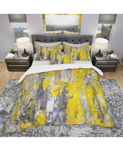 Design Art Designart Grey And Yellow Abstract Pattern Modern And Contemporary Duvet Cover Set Twin Reviews Duvet Covers Bed Bath Macy S