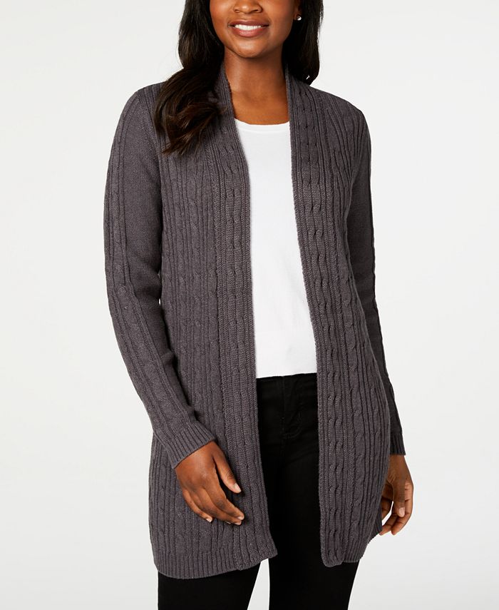 Karen Scott CableKnit OpenFront Cardigan, Created for Macy's