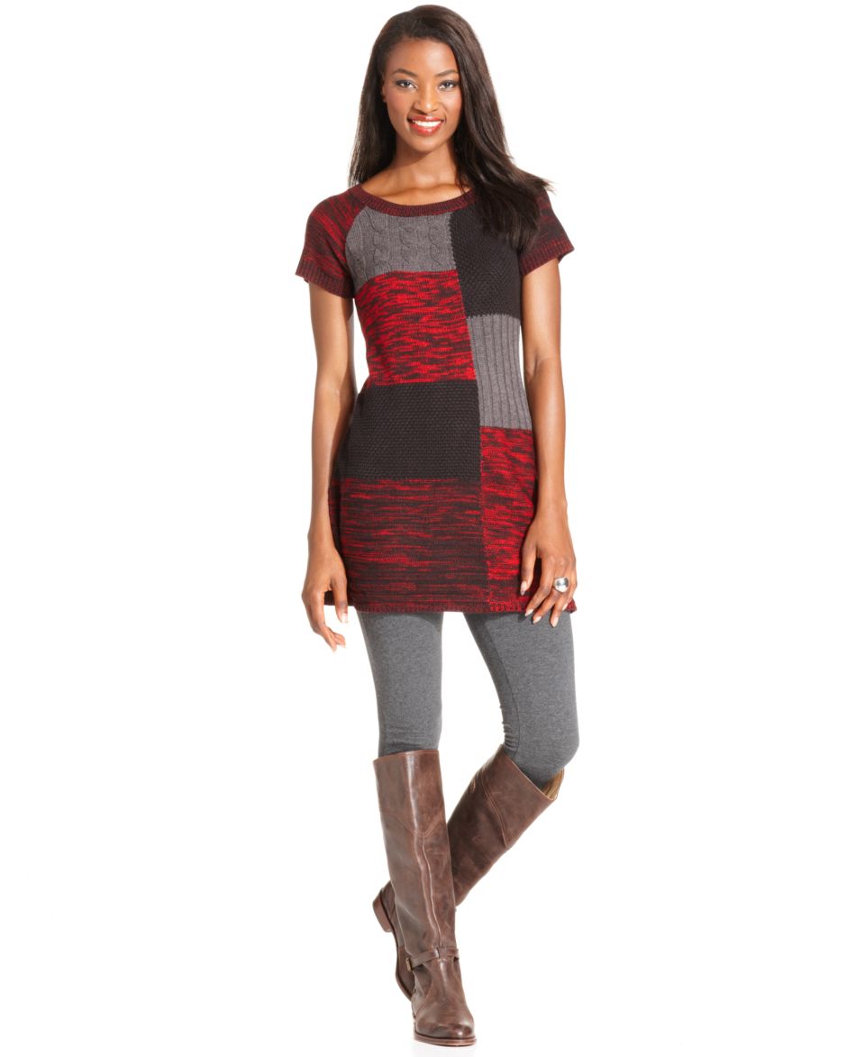 Style&co. Sweater, Cap Sleeve Patchwork Tunic