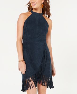 faux suede fringe dress