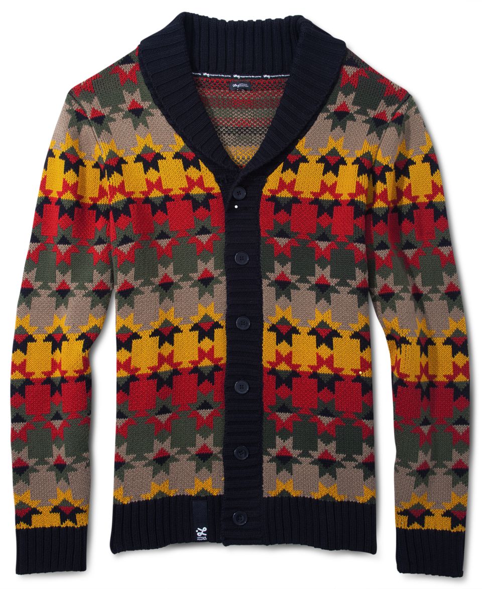 LRG Sweater, Giraffe Tribe Zip Cardigan   Mens Sweaters