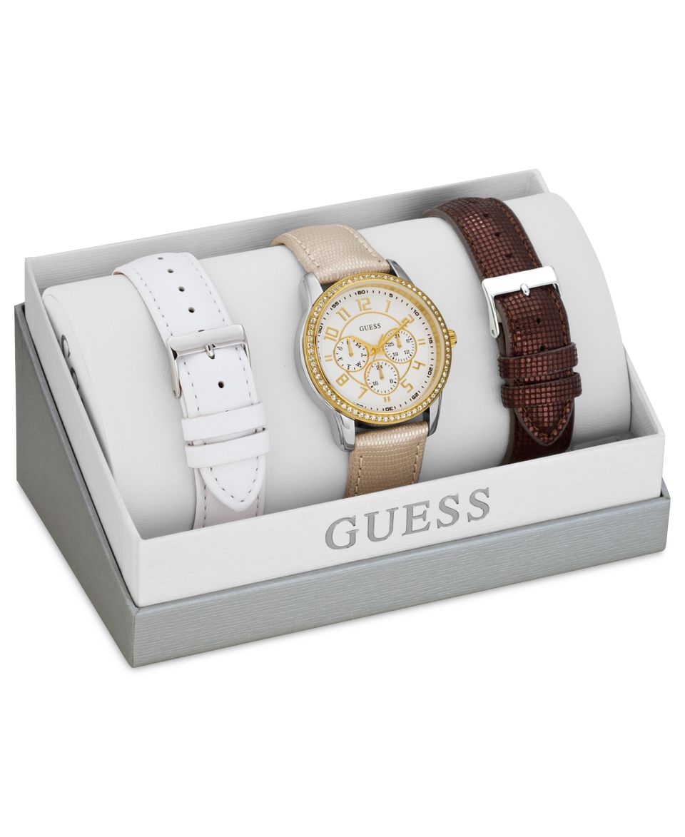 GUESS Watch, Womens Interchangeable Leather Strap Set 35mm U0068L2