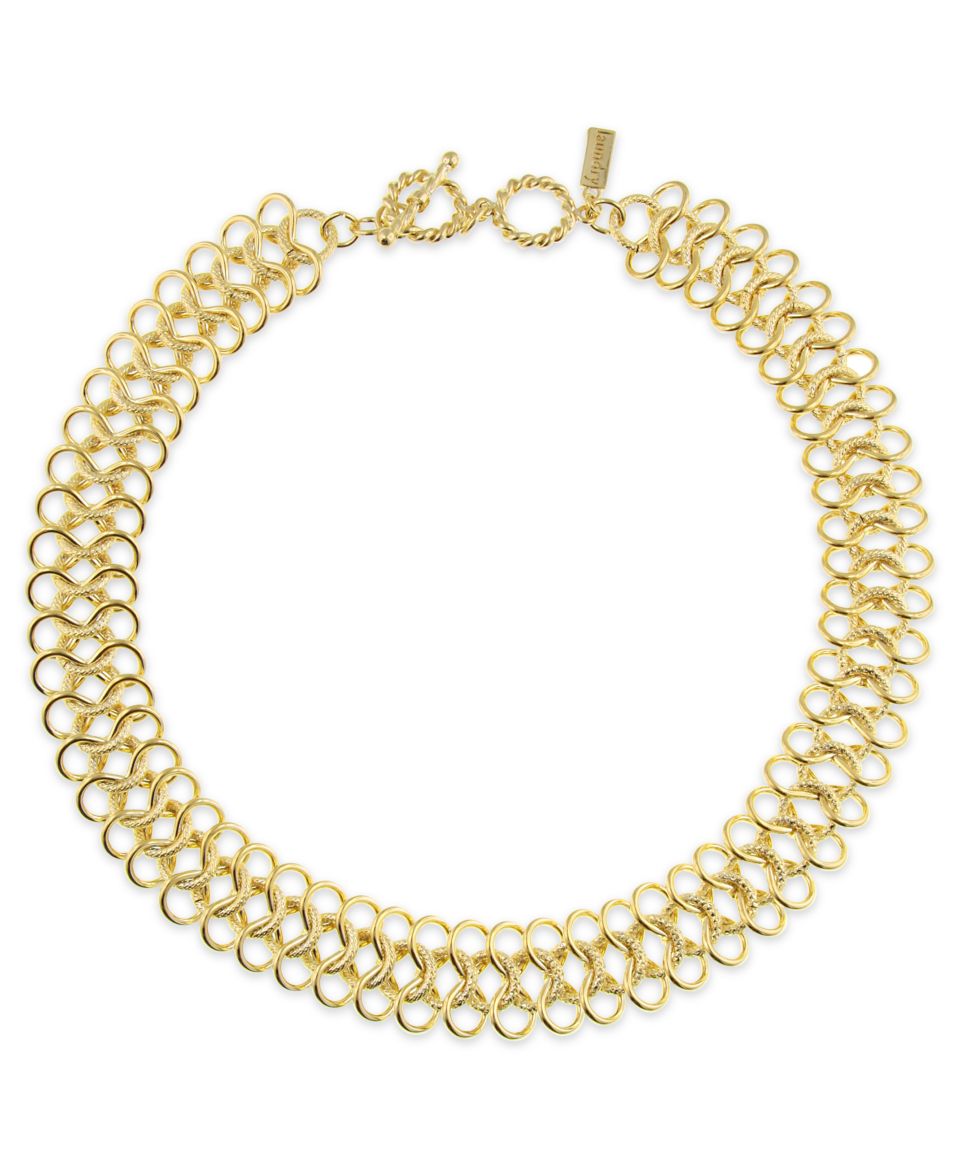 Lucky Brand Necklace, Gold Tone Semi Precious Onyx Statement Collar
