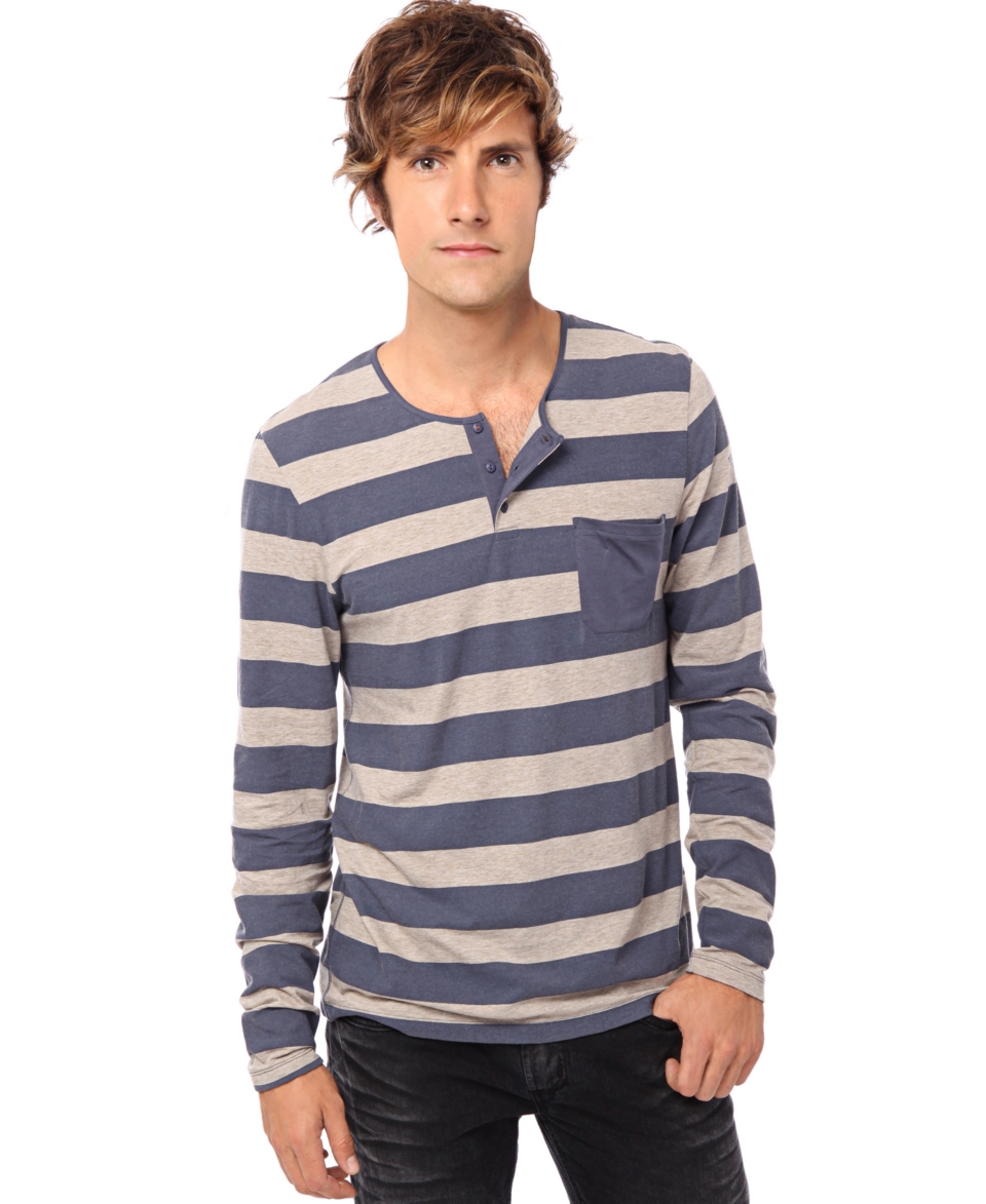 Buffalo David Bitton Shirt, Niven Striped Henley   Mens T Shirts