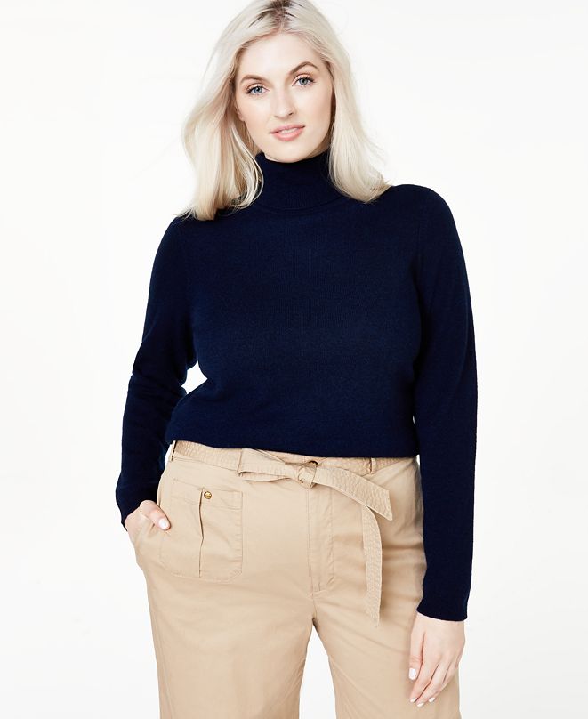 Charter Club Plus Size Cashmere Turtleneck Sweater, Created for Macy's ...