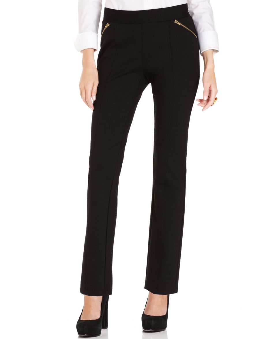 Alfani Petite Pants, Skinny Faux Leather Trim