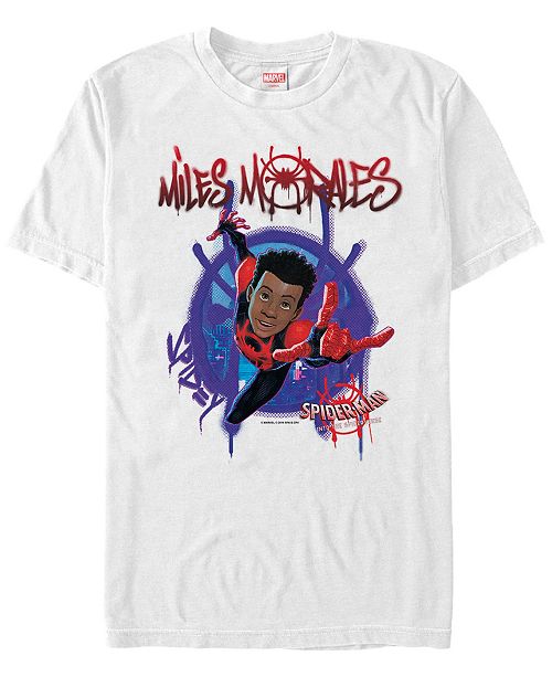 Marvel Men S Spider Man Into The Spiderverse Miles Morales Graffiti Logo Short Sleeve T Shirt Reviews T Shirts Men Macy S