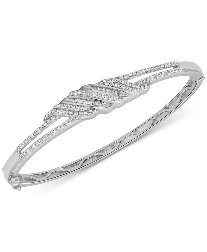 Macy's Diamond Twist Bangle Bracelet (1 ct. t.w.) in Sterling Silver & 14K Gold Plated Sterling