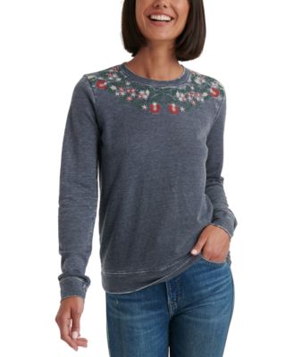 lucky brand floral embroidered sweatshirt