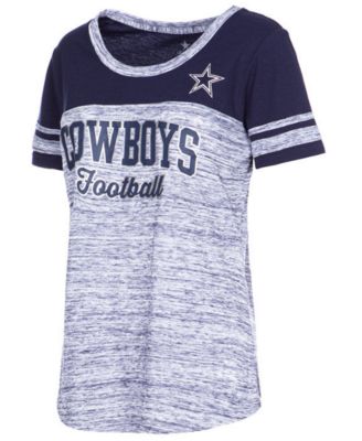 Women's Navy Dallas Cowboys Ensley Sequin V-Neck T-Shirt