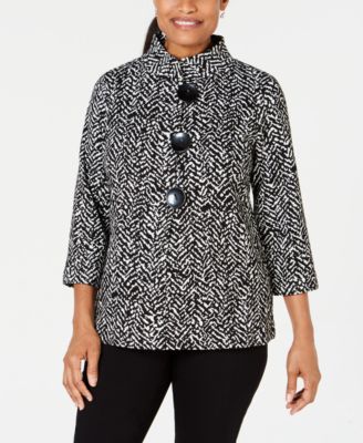 JM Collection, Jackets & Coats, Jm Collection Cheetah Print Windbreaker  Style Rain Jacket S Petite Gray