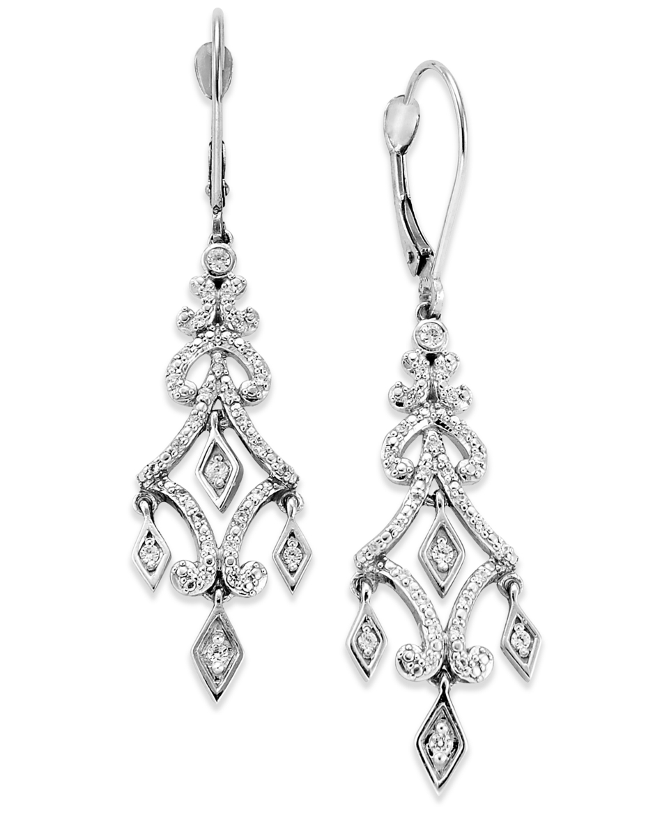 Diamond Chandelier Drop Earrings in 14k White Gold (1/4 ct. t.w