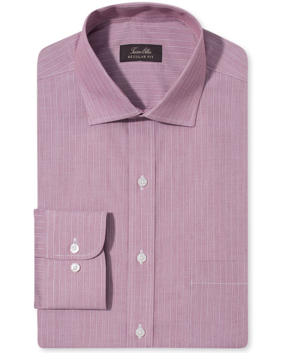 Tasso Elba Dress Shirt, No Iron Glen Plaid Long Sleeve Shirt