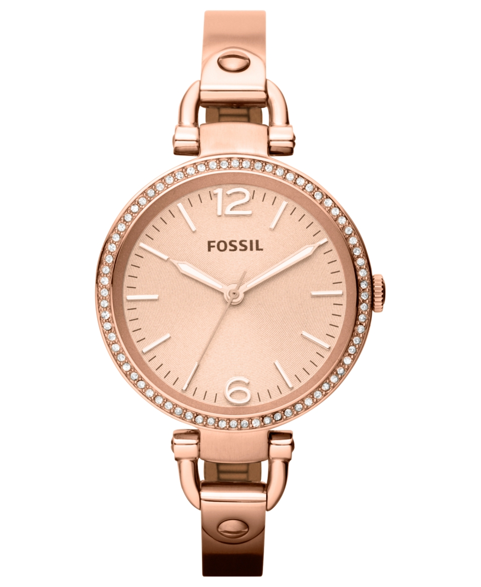 Fossil Watch, Womens Georgia Rose Gold Tone Stainless Steel Bangle