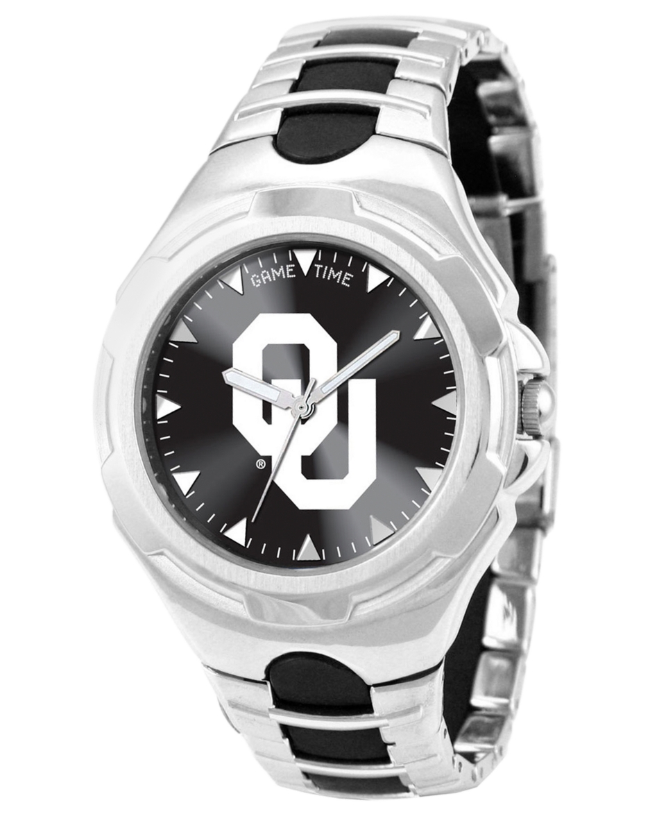 Game Time Watch, Mens Oklahoma University Black Rubber and Stainless