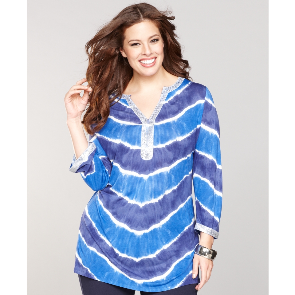 INC International Concepts Plus Size Tie Dye Tunic & Skinny Ponte Knit