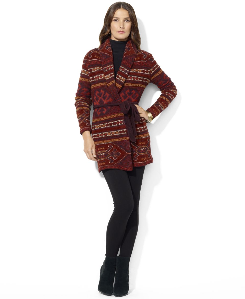 Lauren Ralph Lauren Long Sleeve Belted Printed Cardigan & Ponte Knit