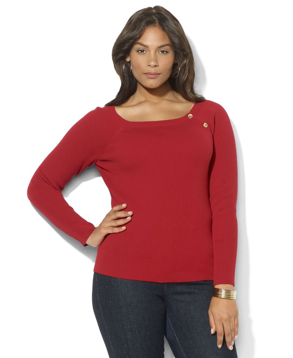 Lauren Ralph Lauren Plus Size Sweater, Long Sleeve Ribbed Cowl Neck