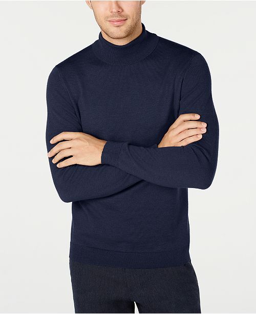 Tasso Elba Men S Merino Wool Blend Turtleneck Sweater Created For Macy S Reviews Sweaters Men Macy S