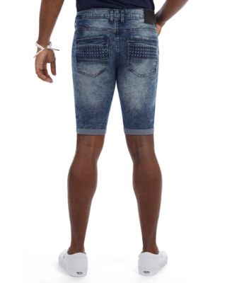 denim moto shorts