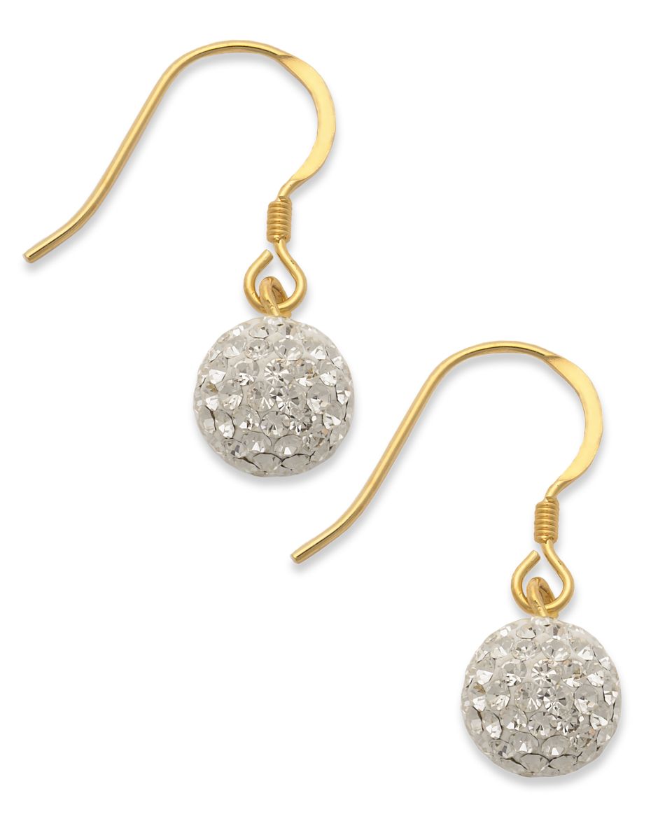 Unwritten 14k Gold Over Sterling Silver Earrings, Crystal Pave Ball