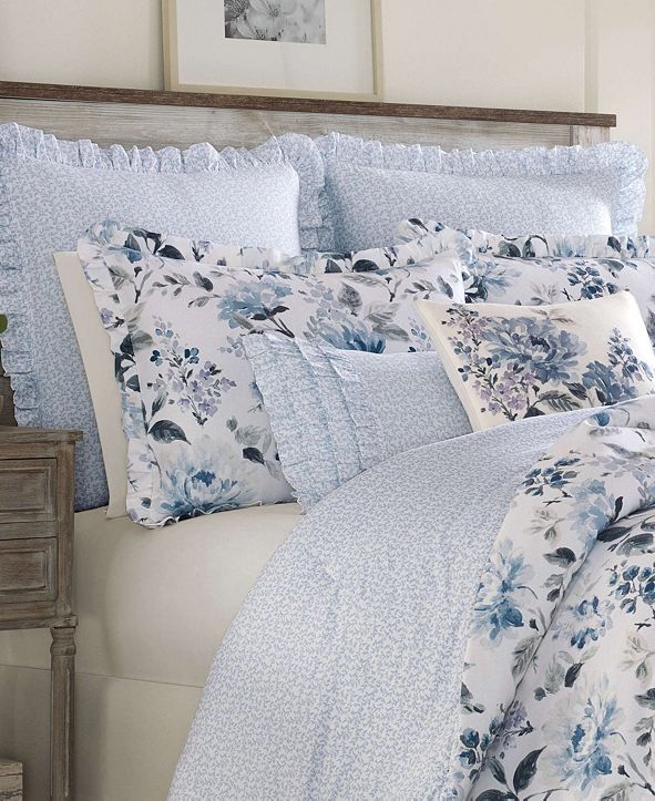 Laura Ashley Chloe Cottage Blue Comforter Set, Full/Queen & Reviews