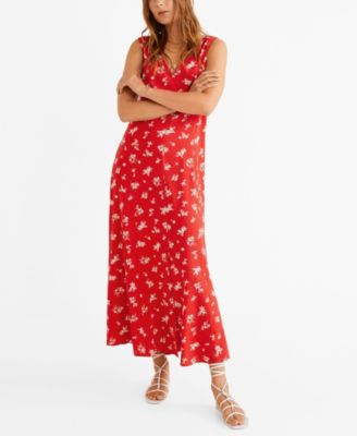 red printed maxi dress