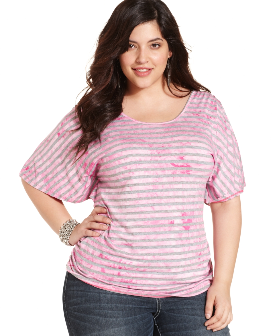 Belle Du Jour Plus Size Top, Short Sleeve Striped