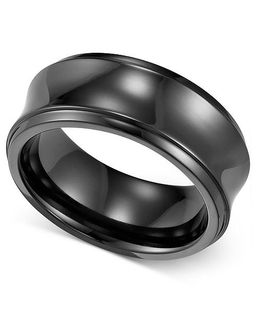 Triton Men S Black Titanium Ring Concave Wedding Band 8mm Reviews Rings Jewelry Watches Macy S