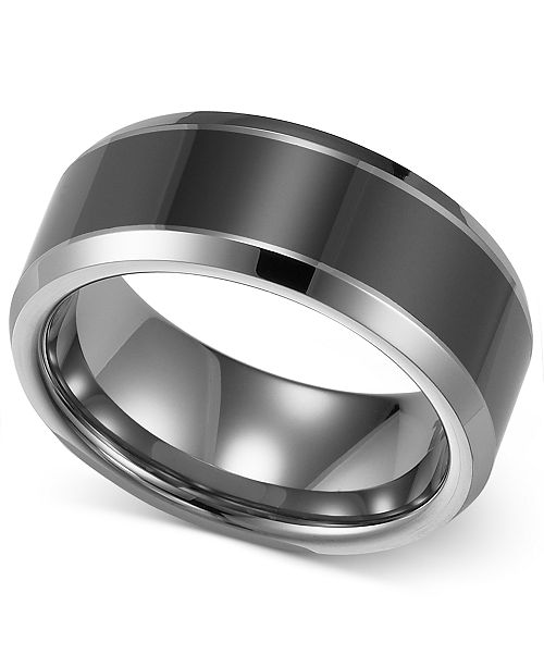 Triton Men S Tungsten Carbide And Ceramic Ring 8mm Wedding Band Reviews Rings Jewelry Watches Macy S