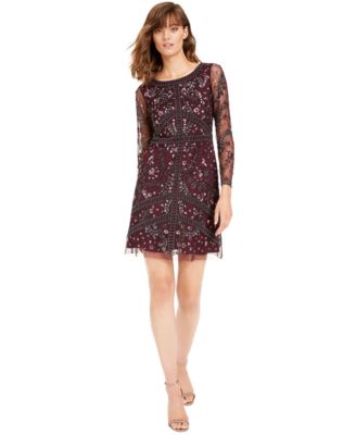 adrianna papell beaded a line dress