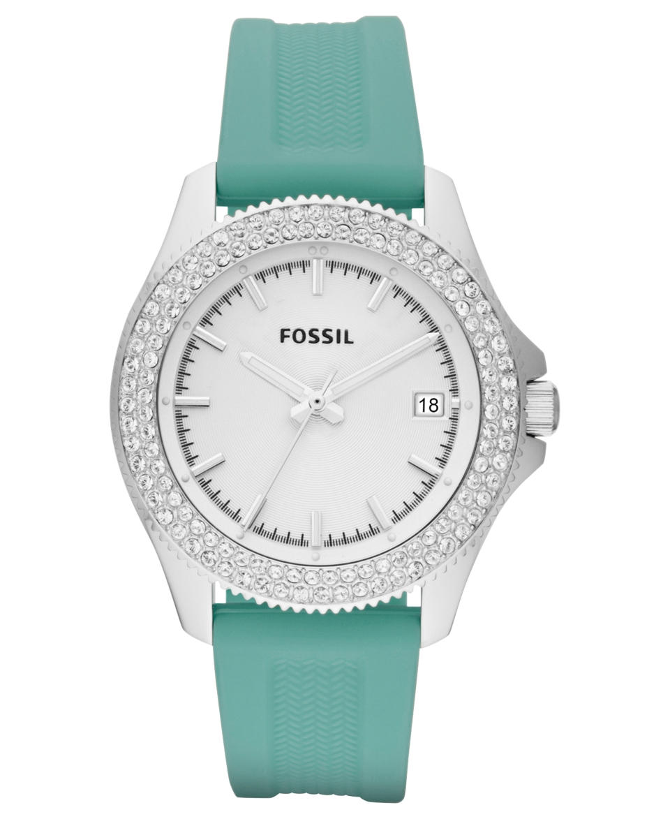 Fossil Watch, Womens Retro Traveler Teal Silicone Strap 36mm AM4463