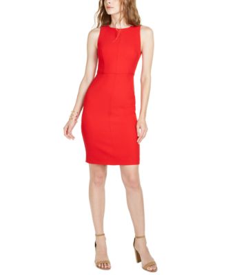 red sleeveless sheath dress