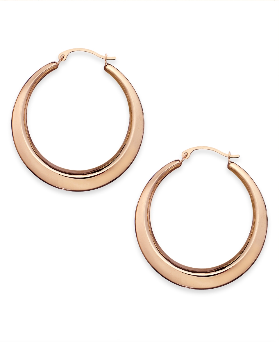 10k Rose Gold Earrings, Polished Gradient Key Hoops   Earrings   Jewelry & Watches