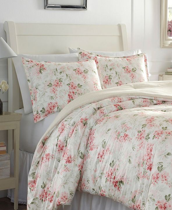 Laura Ashley Wisteria Velour Full/Queen Comforter Set & Reviews Comforters Fashion Bed