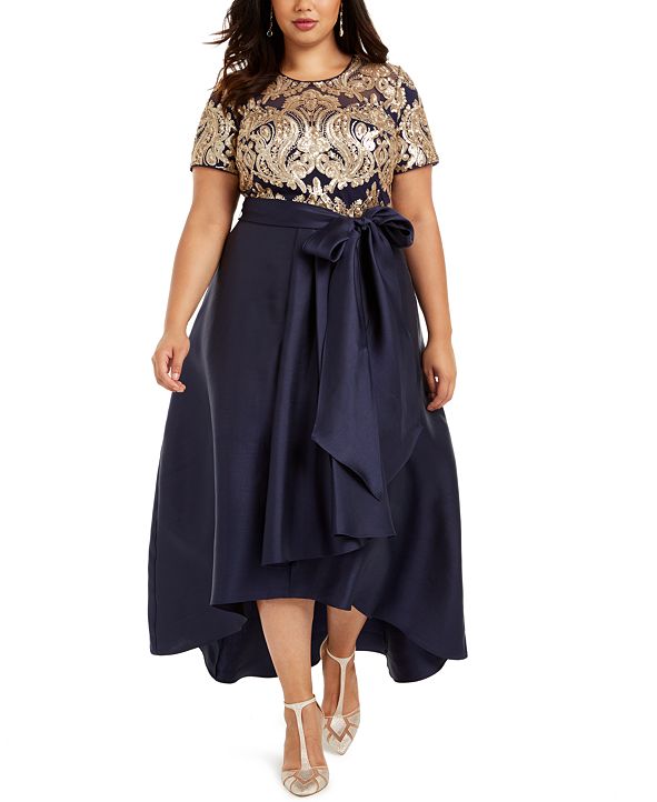 r&m richards plus size sleeveless beaded gown