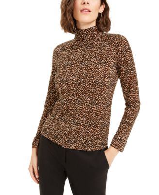 animal print turtleneck top