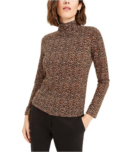 Bar Iii Animal Print Turtleneck Top Created For Macy S Reviews Tops Women Macy S