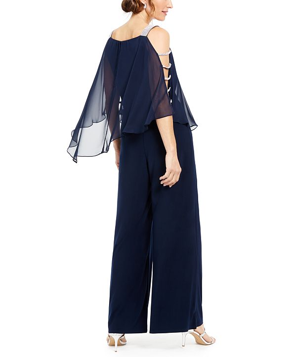 Msk Embellished Chiffon Overlay Jumpsuit And Reviews Pants And Leggings Women Macys 6344