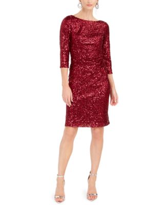 Jessica Howard Sequined Ruched Sheath 