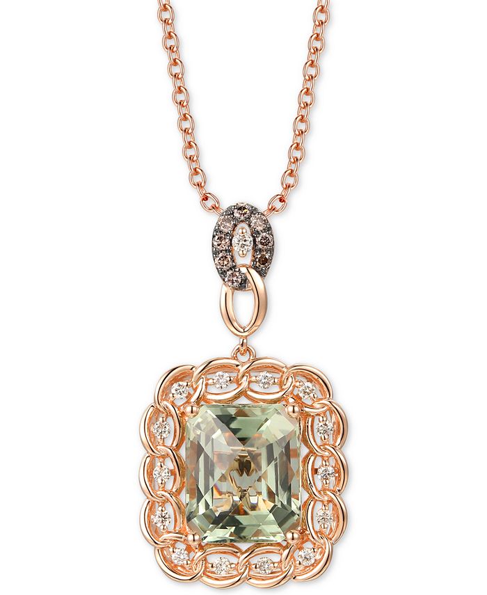 Le Vian Mint Julep Quartz 5 1 2 Ct T W Diamond 1 3 Ct T W 20 Pendant Necklace In 14k Rose Gold Reviews Necklaces Jewelry Watches Macy S