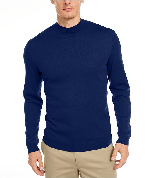 Tasso Elba Men S Solid Mock Neck Merino Wool Blend Sweater Created For Macy S Reviews Sweaters Men Macy S