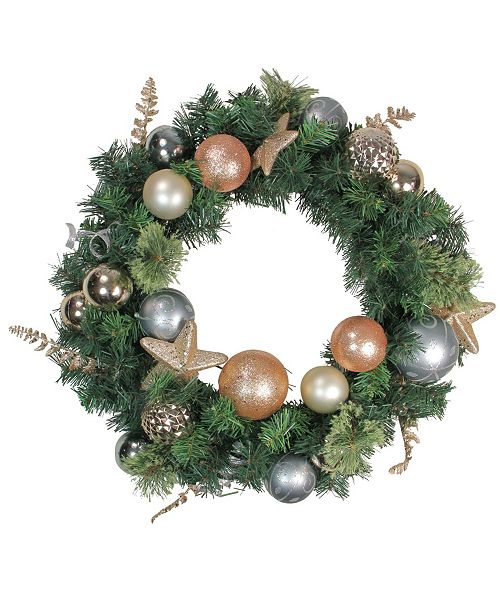 Northlight Rose Gold And Silver Pine Artificial Christmas Wreath 24 Inch Unlit Reviews Holiday Shop Home Macy S